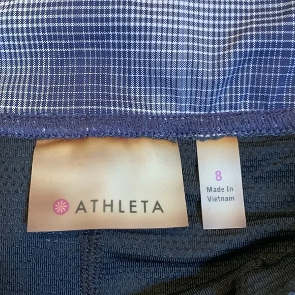 Athleta Tulum stretch nylon skirt skort navy gray plaid 8 - Picture 4 of 14
